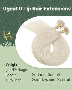 Ugeat Extensioni di Capelli Umani Remy 24 Pollici con Punta a K/U, Biondo Platino Morbido, Liscio, con Cheratina, Texture Setosa, per Aumentare la Lunghezza, Singolo per Donna - Product Image 3