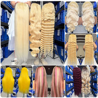 Perruque frontale en dentelle HD 13x6 de 30 pouces, cheveux humains bruts brésiliens blonds 613, perruque frontale complète en dentelle HD, densité 200, perruque de cheveux humains 613
