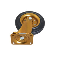 Roue pivotante en caoutchouc pour poubelle, avec plaque de base en acier robuste 200x50mm, sans frein inclus, directement de l'usine