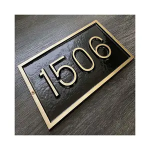 Custom Brass Hotel Room Door Number Plate Engraving Brass House Number Plate Factory Supply