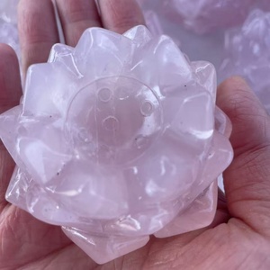 Commercio all'ingrosso naturale di alta qualità fiori di loto rosa di quarzo curativo di cristallo di quarzo intagli per la decorazione Fengshui - Product Image 6