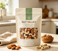 Sachet écologique pour noix, compostable, blanc mat, 250g 500g, refermable avec fermeture éclair, soufflet latéral, qualité alimentaire, recyclable avec fenêtre