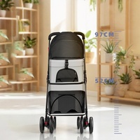 Poussette pliable et facile à transporter pour animaux de compagnie, double couche, pour plusieurs animaux