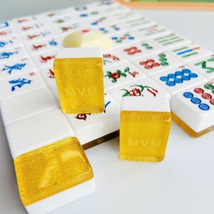 Customized Crystal Acrylic American Mahjong Set 152 <b>Cards</b> GOLD <b>Glitter</b> 2 Layer Taiwanese Mahjong Tiles with Metal Case Racks - Product Image 2