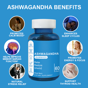 Permen Gummy Ashwagandha untuk menghilangkan stres tidur & kecemasan-Vegan non-gmo dewasa mendukung memori kekebalan & energi (kesehatan sehari-hari) - Product Image 5