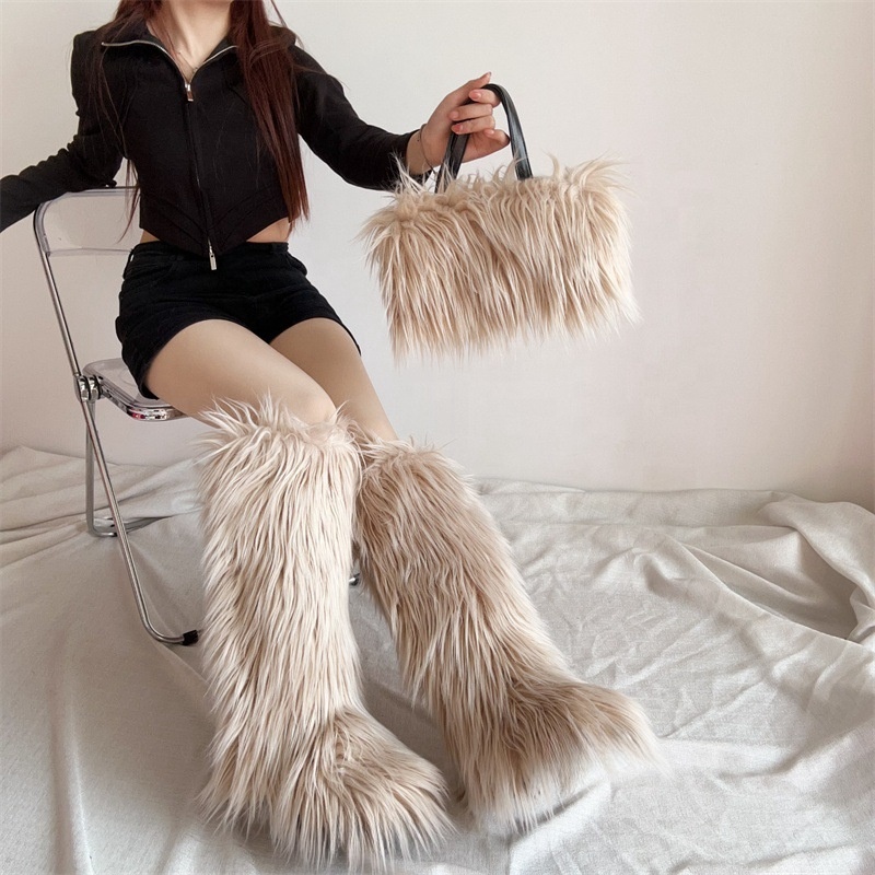 Wholesale Pink Fur Boots Winter Fashion for Women Kids