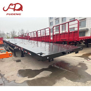 Semi-remorque à plateau plat en acier noir à 3 essieux Fudeng personnalisable, suspension mécanique, charge utile maximale <span class=keywords><strong>de</strong></span> 60 tonnes pour le <span class=keywords><strong>transport</strong></span> - Product Image 5