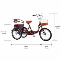 Venta Directa de Fábrica: Triciclo de Aluminio para Adultos, Impulsado por la Energía Humana, para Movilidad de Personas Mayores, Ocio, Compras y Transporte de Personas y Mercancías