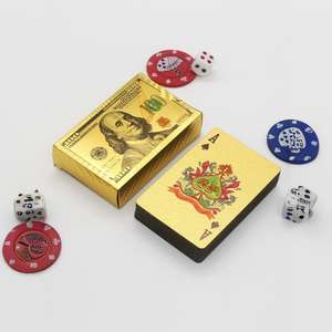 Cartes à jouer élégantes, flexibles, imperméables, en plastique, avec feuille d'or, personnalisables, surface lisse, <span class=keywords><strong>jeu</strong></span> <span class=keywords><strong>de</strong></span> société pour amis - Product Image 3