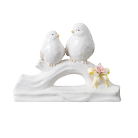 Décoration de jardin Petits oiseaux en céramique avec fleur Figurine d'oiseaux en céramique