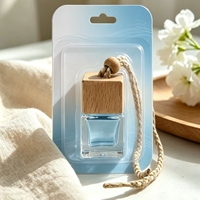 Flacon diffuseur carré en verre de 5ml, 7ml, 10ml pour voiture, avec bouchon en bois noir/Personnalisé, pour huile parfumée, sous blister, gravure givrée