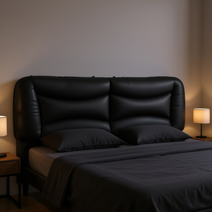 Testiera letto King Size imbottita in similpelle nera e fibra PP - Accessorio letto imbottito - Product Image 2