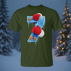 Camiseta de manga corta con cuello redondo para adultos, unisex, con estampado digital, Six and Seven Ice Number 7 Santa Christmas Meme - Product Image 3