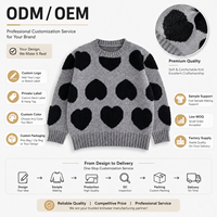 Pull en tricot pour filles style coréen 2026, motif cœur mignon, pull doux décontracté pour enfants, hauts de boutique tendance automne-hiver