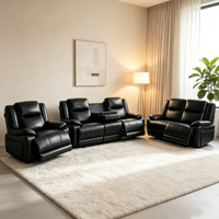 Ensemble de canapés inclinables électriques avec porte-gobelets et chargeur sans fil, canapé inclinable en tissu pour salon et home cinéma