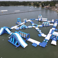 Parc aquatique gonflable géant commercial pour piscine, jouets flottants sur mesure, installations d'amusement aquatique