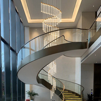 Lustre moderne de luxe en cristal pour escalier, suspension spirale longue et élancée, lampe suspendue pour villa, duplex, plafond haut, hall d'entrée
