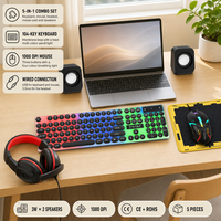 Ensemble de jeu 5 en 1 clavier filaire souris casque tapis de souris haut-parleurs 104 touches 1000 DPI RGB pour PC portable Vente en gros TF250