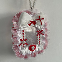 Protège-carte photo en peluche tissée avec dentelle, bord décoratif, porte-clés, étui pour badge, housse de protection pour cartes photo