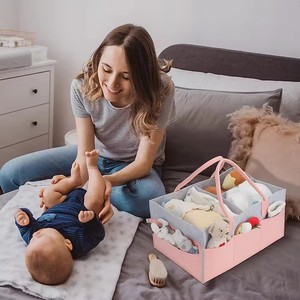 Nursery Non-Woven Fabric Eco-Friendly Baby Diaper Caddy Organizer Removable Partition Storage Bag Household Bag - Product Image 6