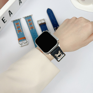 Denim Leather Strap for Apple Watch Band Series 8 7 6 SE Replacement Bracelet Ultra 49 41 45mm Luxury Band 38 42mm Correa IWatch - Product Image 3