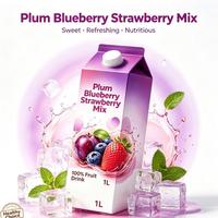Private Label Ondersteunde Verse Pruimen Blauwe Bessen Aardbeien Gemengde Fruitdrank Sappig Gebalanceerde Zoetzure Smaak Bessendrank