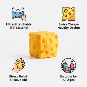 Yellow Cheese Squeeze <b>Toy</b> Soft Simulation Food Fidget <b>Toy</b> for Kids Teens <b>Desk</b> Decor Unisex Age 2 to 4 Years TPE Material - Product Image 5