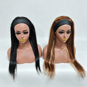 Letsfly Promoción de $52, Pelucas con Diadema Recta, 100% Cabello Humano, Pelucas Hechas a Máquina para Personas Negras, Negro y 4/27 #   Sin Encaje 22 pulgadas - Product Image 1
