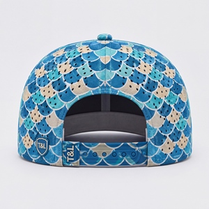 Casquette de golf Snapback à visière plate, motif écailles de poisson, bleu beige, avec patch PVC imperméable, cordon, 5 panneaux, perforations laser, respirante, pour hommes et femmes - Product Image 4