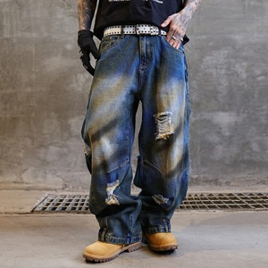 Vaqueros de mezclilla desgastados personalizados para <span class=keywords><strong>hombre</strong></span>, estilo selvedge, Hip Hop, Old School, corte bootcut - Product Image 1