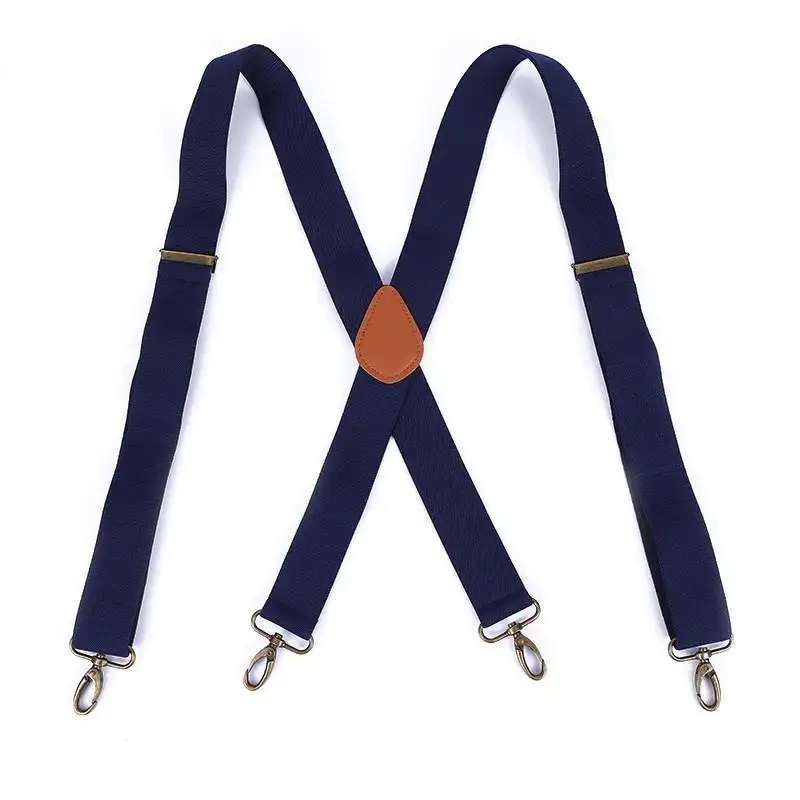 ผู้ใหญ่ผู้ชาย 4 ตะขอคลิปสายรัดหัวเข็มขัดปรับ X สีที่บริสุทธิ์ Universal Suspenders หัวเข็มขัดสีบรอนซ์