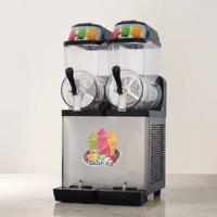 Machine à granita transparente professionnelle à double cylindre pour boissons glacées, idéale pour les snack-bars, hôtels et entreprises de restauration