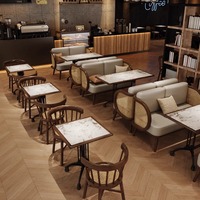 Ensemble de meubles de restaurant moderne de luxe léger, canapé de banquette, table et chaises de salle à manger pour restaurant et bars