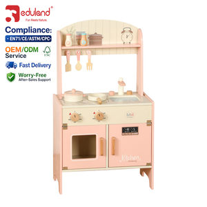 EDULAND OEM ODM Ensemble de <span class=keywords><strong>cuisine</strong></span> <span class=keywords><strong>en</strong></span> <span class=keywords><strong>bois</strong></span> rose de simulation, <span class=keywords><strong>jouet</strong></span> éducatif pour jeu de rôle, cadeau pour enfants - Product Image 1