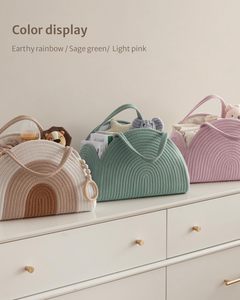 حقيبة الحفاضات المحمولة للحفاضات العملية منظم العلبة منظم السيارة تصميم أنيق سلال حفاضات القطن حبل - Product Image 2