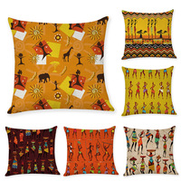 Housse de coussin carrée géométrique et rayée Hotsale Africa - 100% polyester traité anti-insectes