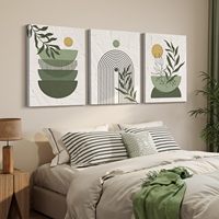 SQ abstrait bohème peinture mur Art ensemble Orange Beige soleil plante décoration murale toile impression décoration murale pour la maison
