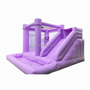 Maison de videur de mariage gonflable en PVC violet romantique commercial beau château sautant toboggan fosse à balles pour les événements de fête - Product Image 1