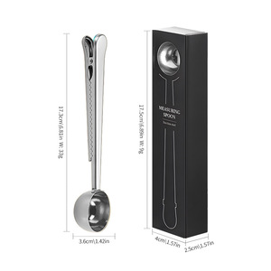 Cuchara medidora de café de 10g, cuchara para leche en polvo, cuchara para café en grano de acero inoxidable con Clip para bolsa - Product Image 4