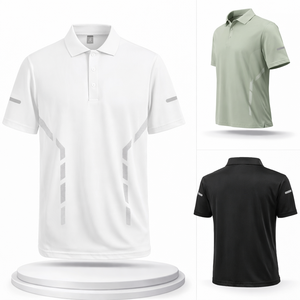 Polo de sport pour homme, logo personnalisé, respirant, séchage rapide, évacuation de l'humidité, léger, polyester, entraînement, golf, OEM - Product Image 2
