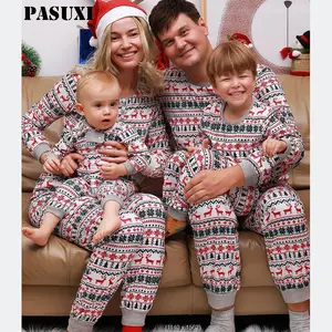 PASUXI piyama Natal, baju piyama Natal baru, Set piyama Natal yang cocok untuk keluarga