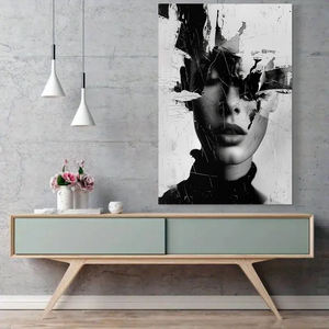 กรอบผ้าใบพิมพ์ลาย1ชิ้นที่ทันสมัยเป็นมิตรกับสิ่งแวดล้อมพิมพ์ดิจิตอลภาพแอบสแตรกต์สำหรับผู้หญิงห้องนอนหรือห้องนั่งเล่น - Product Image 5