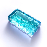 Blocs de briques de verre de construction teintés bleus brique de verre de coulée texturée en cristal de glace brique de verre thermofusible décorative classée au feu