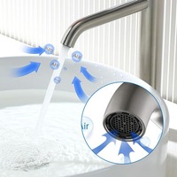 Robinet de lavabo en acier inoxydable 304 à poignée unique avec cartouche céramique, pour montage sur comptoir, hauteur WC, double commande chaud/froid