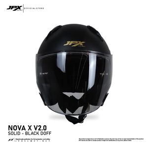 Casco JPX Nova X V2 de Media Cara, Color Negro Azabache, Equipado con Doble Visera para Protección, que Combina un Diseño Elegante con Comodidad. - Product Image 4