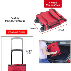 Chariot pliable pique-nique Camping sac isotherme déjeuner à roulettes bière canette vin sac isotherme étanche sac de livraison de nourriture avec roue - Product Image 2