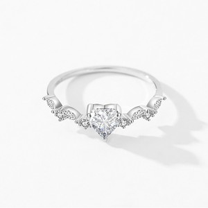 Mode classique <span class=keywords><strong>D</strong></span> couleur 925 argent Sterling coeur coupe Moissanite bague pour femmes bijoux - Product Image 1