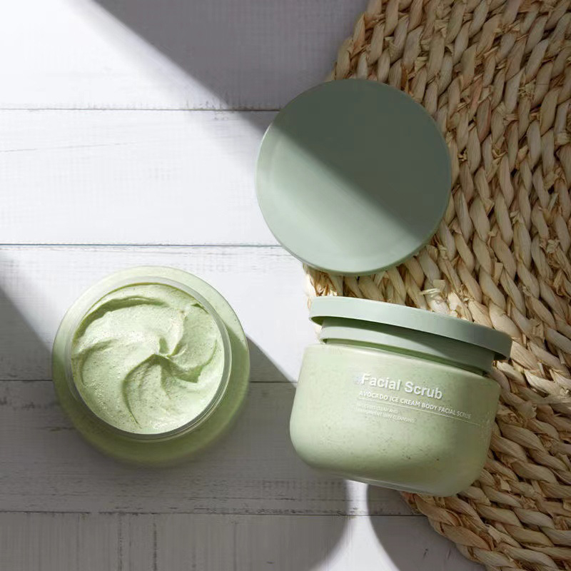 LOW MOQ Avocado Body Scrub Woman's Deep Cleaning Moisturizing Exfoliate Cream Whitening Nursing Body Care