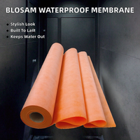 Kit de Douche Imperméable en Membrane PP+PE Orange Certifiée CE, Design Moderne, Épaisseur 0,3 mm, Résistante à l'Eau, Longueur 5 m, Sous-couche Totale