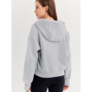 เสื้อสเวตเตอร์สวมหัวมีซิปขนาดใหญ่พิเศษของผู้หญิงทันสมัยเสื้อสเวตเตอร์สวมหัวมีกระเป๋าคอตั้งเสื้อครอปมีขนาดควีนไซส์ - Product Image 3